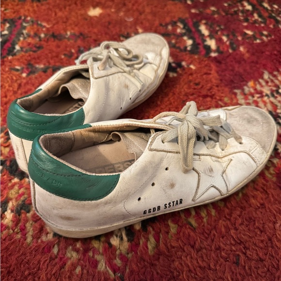 White and Green Golden Goose Sneakers - Picture 4 of 7